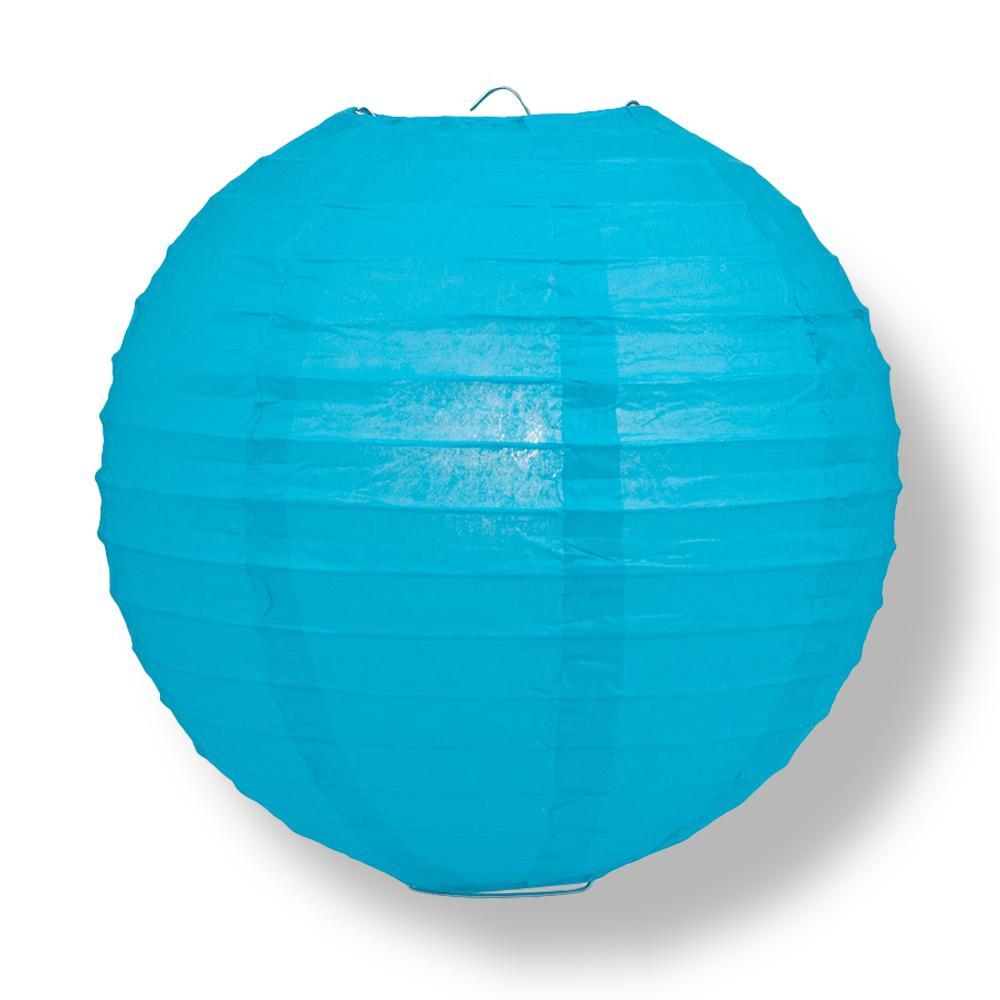 20" Turquoise Round Paper Lantern, Even Ribbing, Chinese Hanging Wedding & Party Decoration - AsianImportStore.com - B2B Wholesale Lighting and Decor