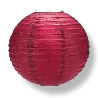 16" Velvet Rose Red Round Paper Lantern, Even Ribbing, Hanging Decoration - AsianImportStore.com - B2B Wholesale Lighting and Decor