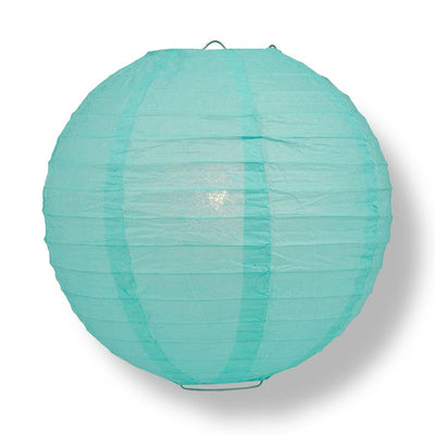 8" Water Blue Round Paper Lantern, Even Ribbing, Chinese Hanging Wedding & Party Decoration - AsianImportStore.com - B2B Wholesale Lighting and Decor