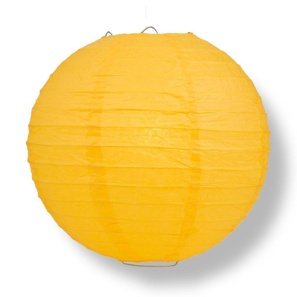  10" Yellow-Orange Round Paper Lantern, Even Ribbing, Hanging Decoration - AsianImportStore.com - B2B Wholesale Lighting and Decor