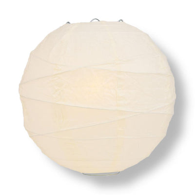 16" Beige / Ivory Round Paper Lantern, Crisscross Ribbing, Chinese Hanging Wedding & Party Decoration - AsianImportStore.com - B2B Wholesale Lighting and Decor