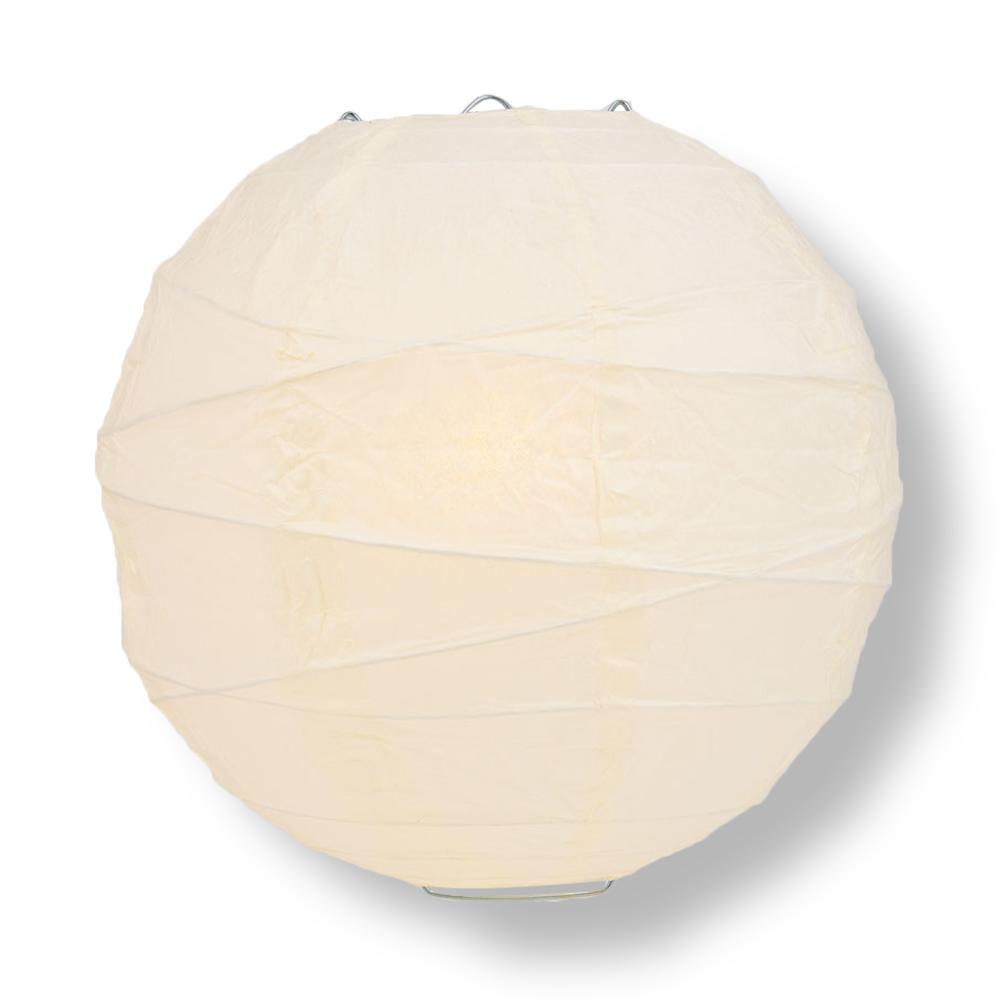10" Beige / Ivory Round Paper Lantern, Crisscross Ribbing, Chinese Hanging Wedding & Party Decoration - AsianImportStore.com - B2B Wholesale Lighting and Decor