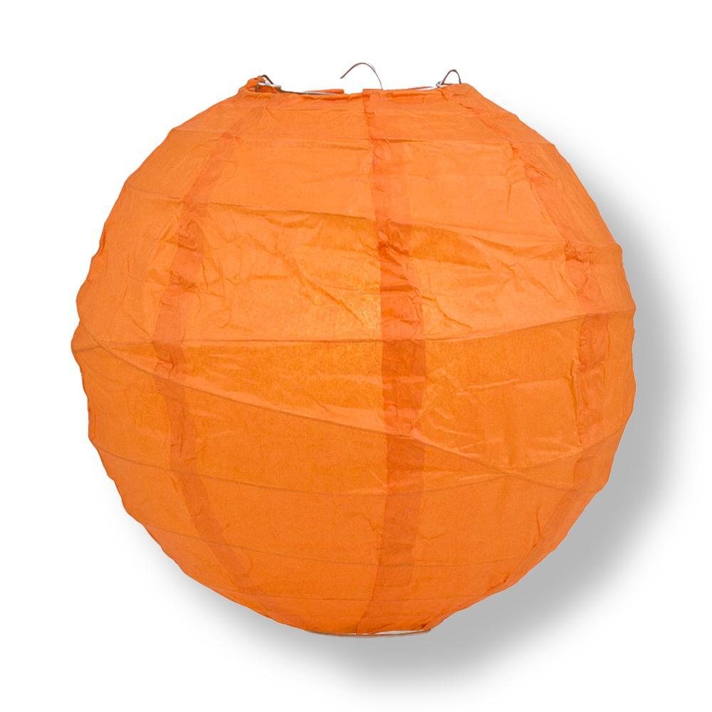 24" Persimmon Orange Round Paper Lantern, Crisscross Ribbing, Chinese Hanging Wedding & Party Decoration - AsianImportStore.com - B2B Wholesale Lighting and Decor