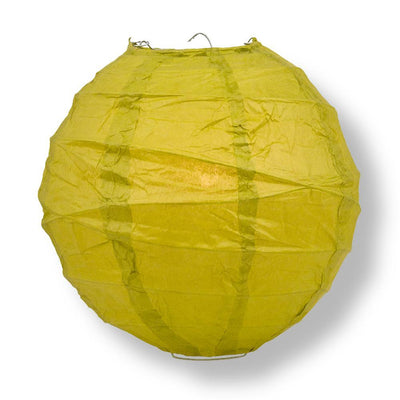 24" Chartreuse Yellow Green Round Paper Lantern, Crisscross Ribbing, Hanging - AsianImportStore.com - B2B Wholesale Lighting and Decor