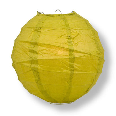 12" Chartreuse Yellow Green Round Paper Lantern, Crisscross Ribbing, Chinese Hanging Wedding & Party Decoration - AsianImportStore.com - B2B Wholesale Lighting and Decor