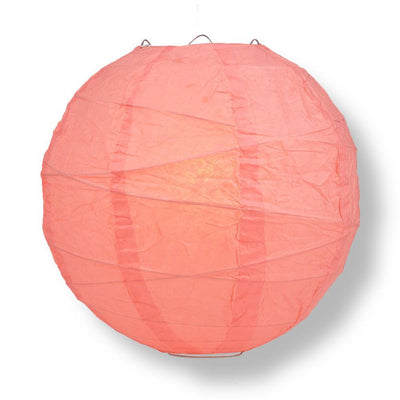 20" Roseate / Pink Coral Round Paper Lantern, Crisscross Ribbing, Chinese Hanging Wedding & Party Decoration - AsianImportStore.com - B2B Wholesale Lighting and Decor
