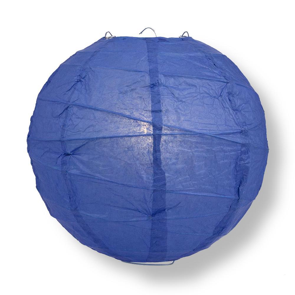 8" Dark Blue Round Paper Lantern, Crisscross Ribbing, Chinese Hanging Wedding & Party Decoration - AsianImportStore.com - B2B Wholesale Lighting and Decor