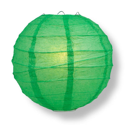 16" Emerald Green Round Paper Lantern, Crisscross Ribbing, Chinese Hanging Wedding & Party Decoration - AsianImportStore.com - B2B Wholesale Lighting and Decor