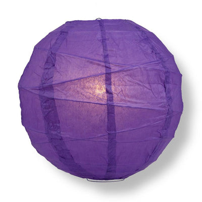 24" Royal Purple Round Paper Lantern, Crisscross Ribbing, Chinese Hanging Wedding & Party Decoration - AsianImportStore.com - B2B Wholesale Lighting and Decor