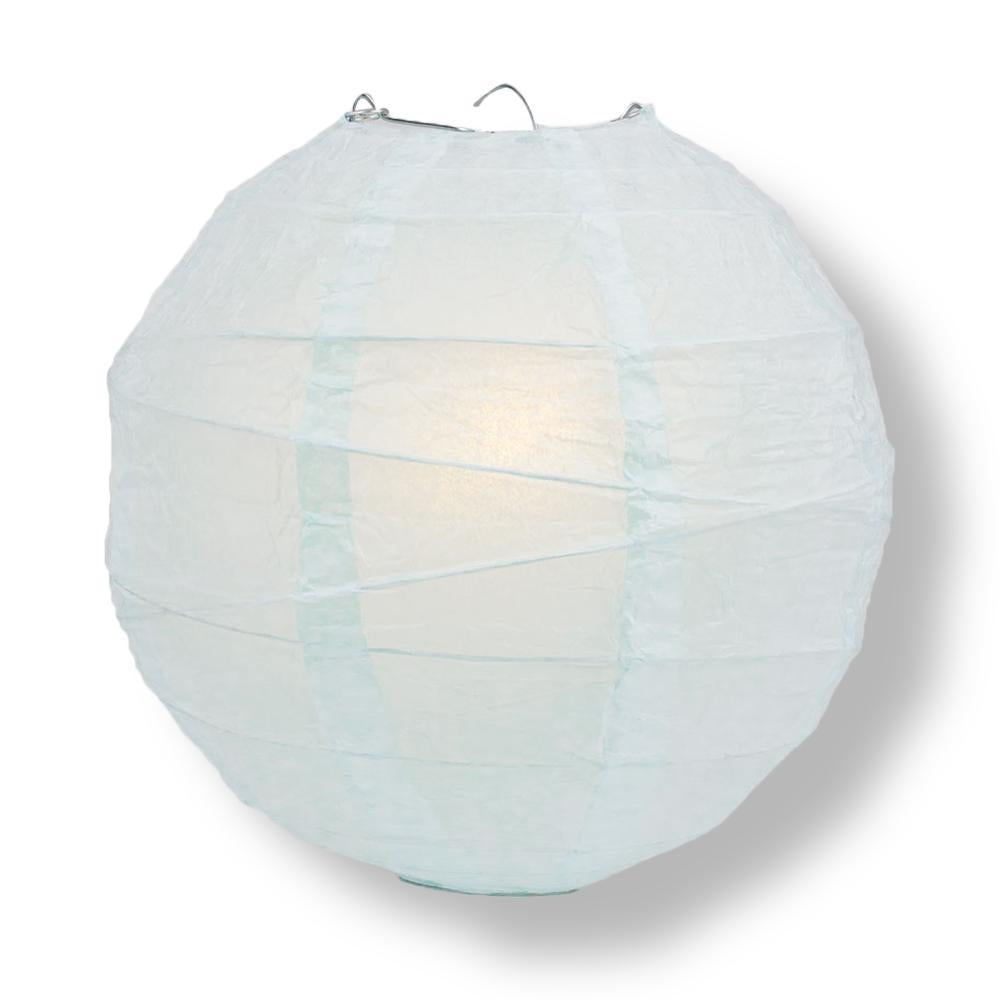 8" Arctic Spa Blue Round Paper Lantern, Irregular Ribbed, Chinese Hanging Wedding & Party Decoration - AsianImportStore.com - B2B Wholesale Lighting and Decor