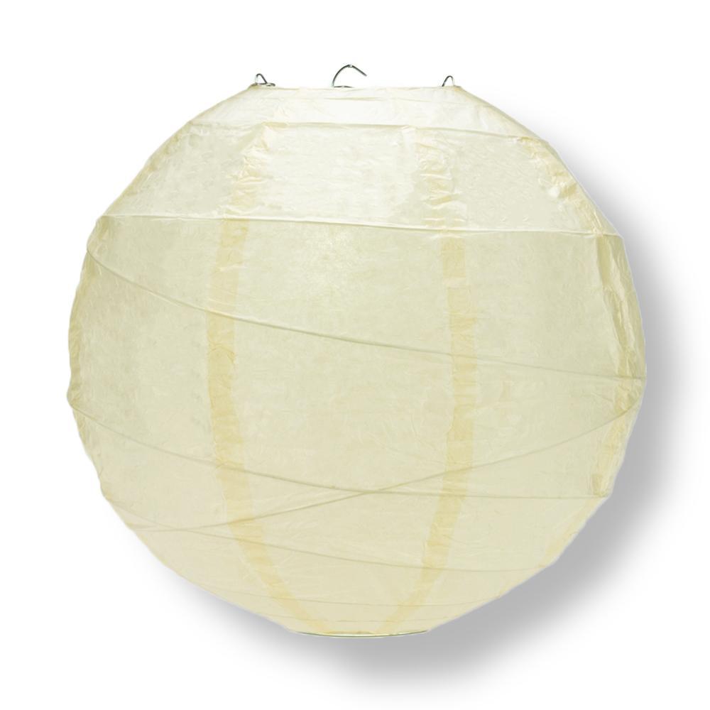 8" Ivory Round Paper Lantern, Crisscross Ribbing, Hanging Decoration - AsianImportStore.com - B2B Wholesale Lighting and Decor