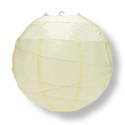 12" Ivory Round Paper Lantern, Crisscross Ribbing, Hanging Decoration - AsianImportStore.com - B2B Wholesale Lighting and Decor