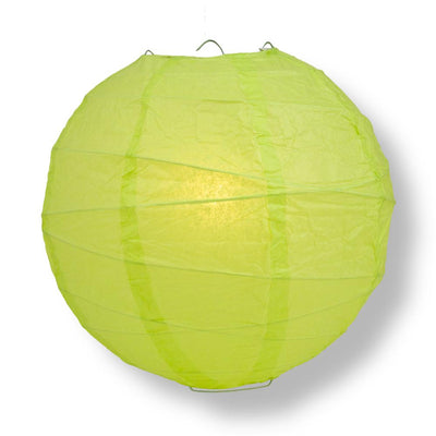 8" Light Lime Green Round Paper Lantern, Crisscross Ribbing, Chinese Hanging Wedding & Party Decoration - AsianImportStore.com - B2B Wholesale Lighting and Decor