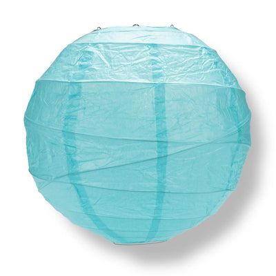 16" Baby Blue Round Paper Lantern, Crisscross Ribbing, Hanging Decoration - AsianImportStore.com - B2B Wholesale Lighting and Decor