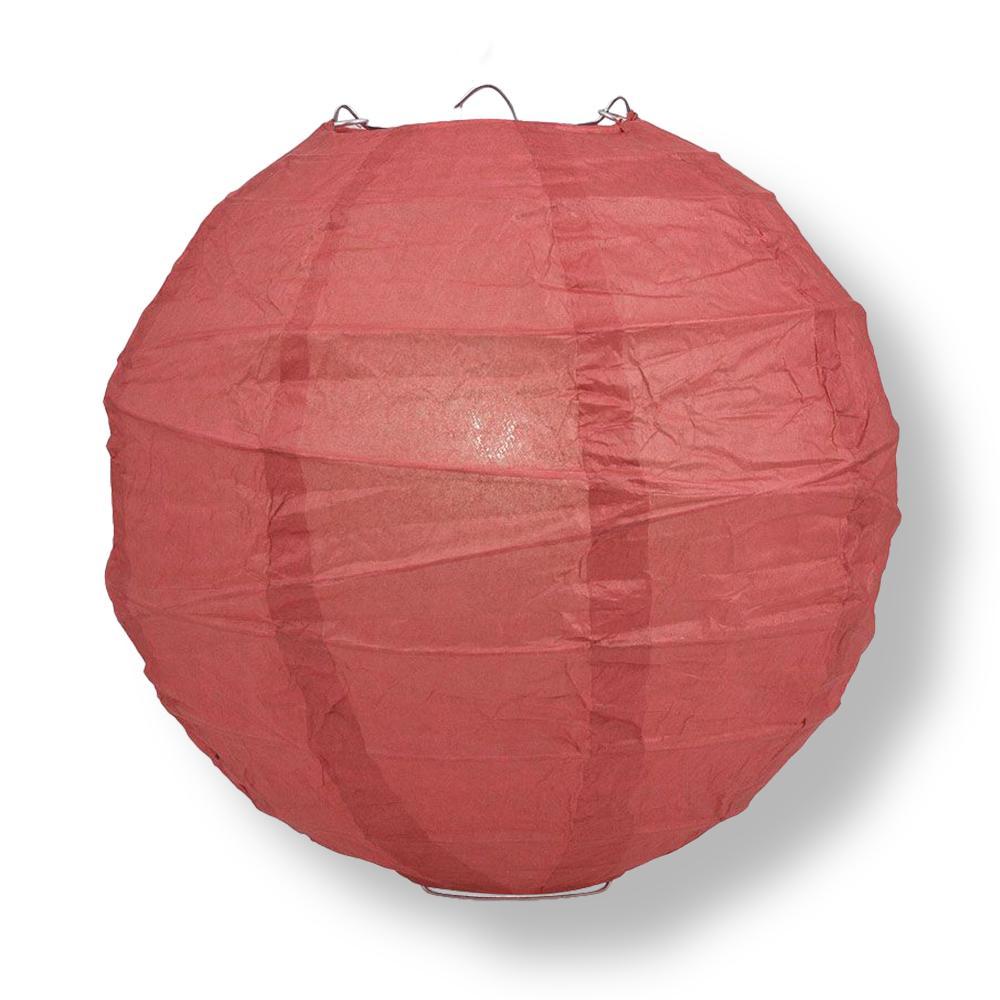 8" Marsala / Burgundy Wine Round Paper Lantern, Crisscross Ribbing, Chinese Hanging Wedding & Party Decoration - AsianImportStore.com - B2B Wholesale Lighting and Decor