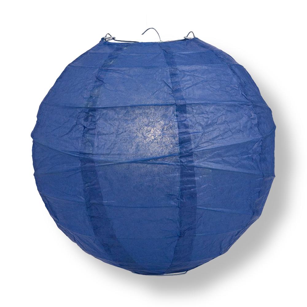 20" Navy Blue Round Paper Lantern, Crisscross Ribbing, Chinese Hanging Wedding & Party Decoration - AsianImportStore.com - B2B Wholesale Lighting and Decor