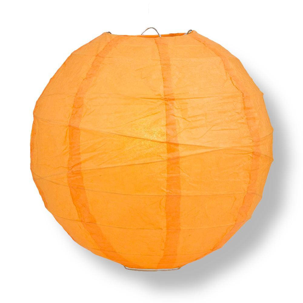 16" Orange Round Paper Lantern, Crisscross Ribbing, Chinese Hanging Wedding & Party Decoration - AsianImportStore.com - B2B Wholesale Lighting and Decor