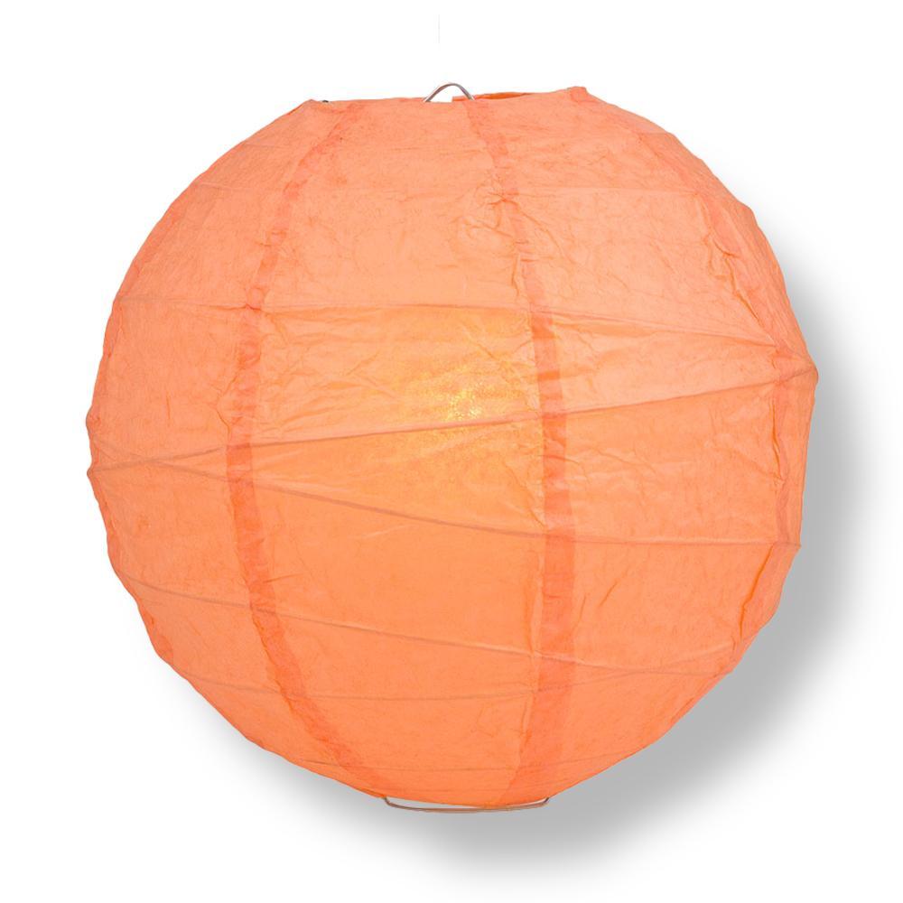 16" Peach / Orange Coral Round Paper Lantern, Crisscross Ribbing, Chinese Hanging Wedding & Party Decoration - AsianImportStore.com - B2B Wholesale Lighting and Decor