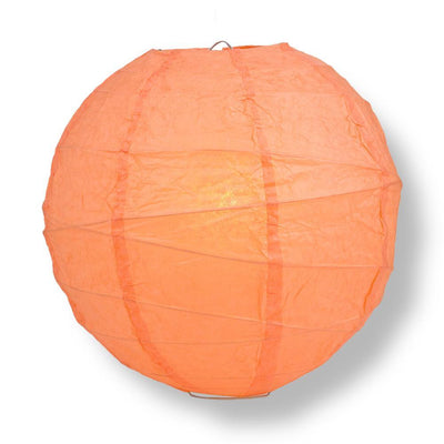 24" Peach / Orange Coral Round Paper Lantern, Crisscross Ribbing, Chinese Hanging Wedding & Party Decoration - AsianImportStore.com - B2B Wholesale Lighting and Decor