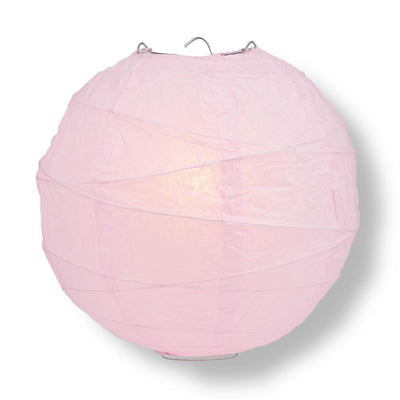 24" Pink Round Paper Lantern, Crisscross Ribbing, Chinese Hanging Wedding & Party Decoration - AsianImportStore.com - B2B Wholesale Lighting and Decor