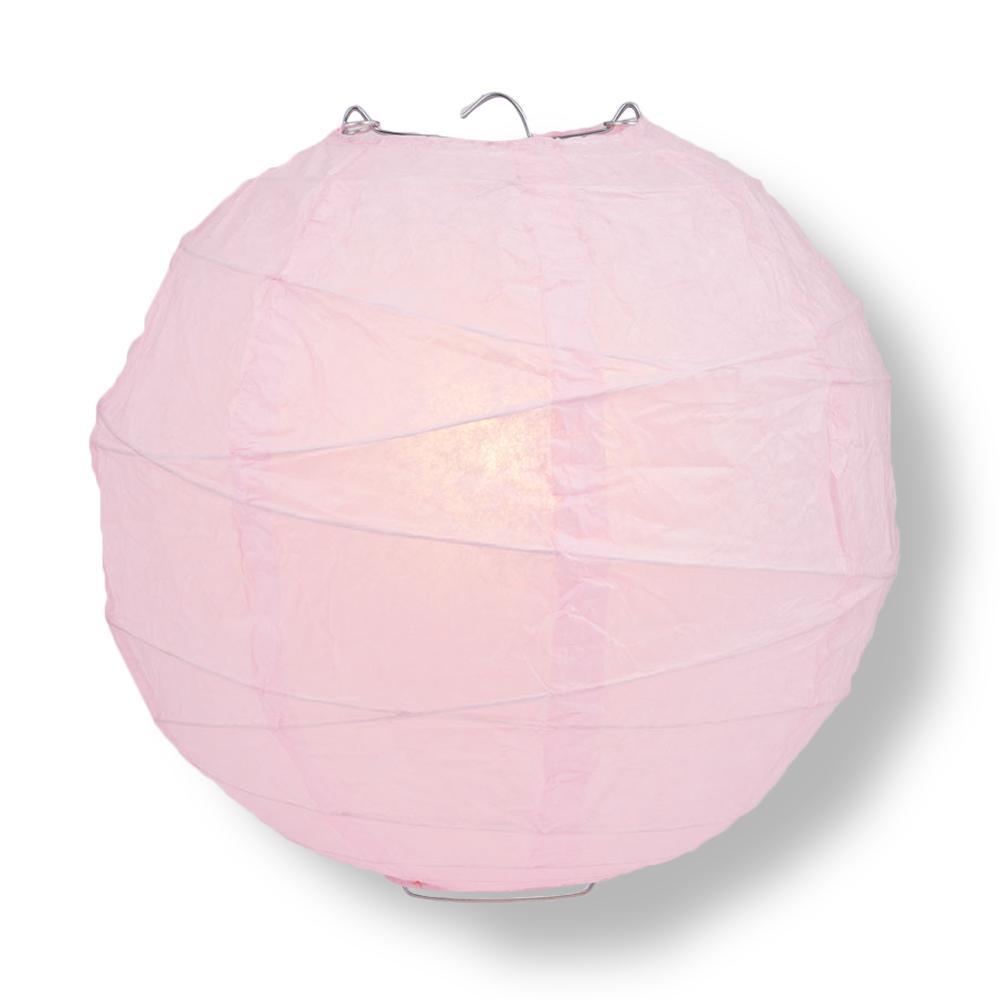 14" Pink Round Paper Lantern, Crisscross Ribbing, Chinese Hanging Wedding & Party Decoration - AsianImportStore.com - B2B Wholesale Lighting and Decor