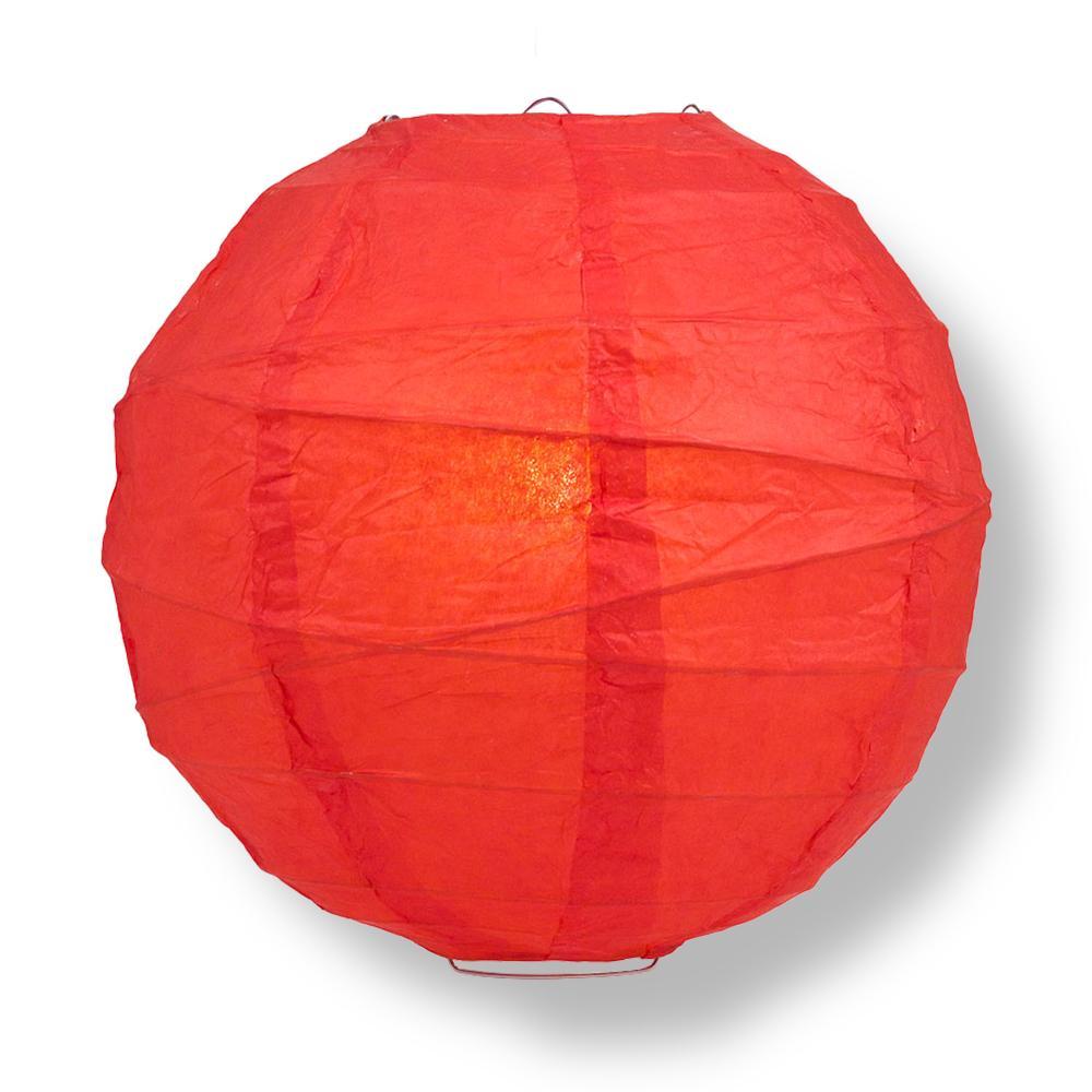 16" Red Round Paper Lantern, Crisscross Ribbing, Chinese Hanging Wedding & Party Decoration - AsianImportStore.com - B2B Wholesale Lighting and Decor