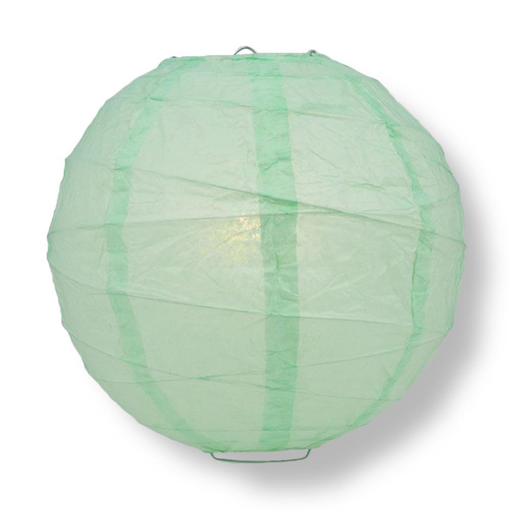 14" Cool Mint Green Round Paper Lantern, Crisscross Ribbing, Chinese Hanging Wedding & Party Decoration - AsianImportStore.com - B2B Wholesale Lighting and Decor