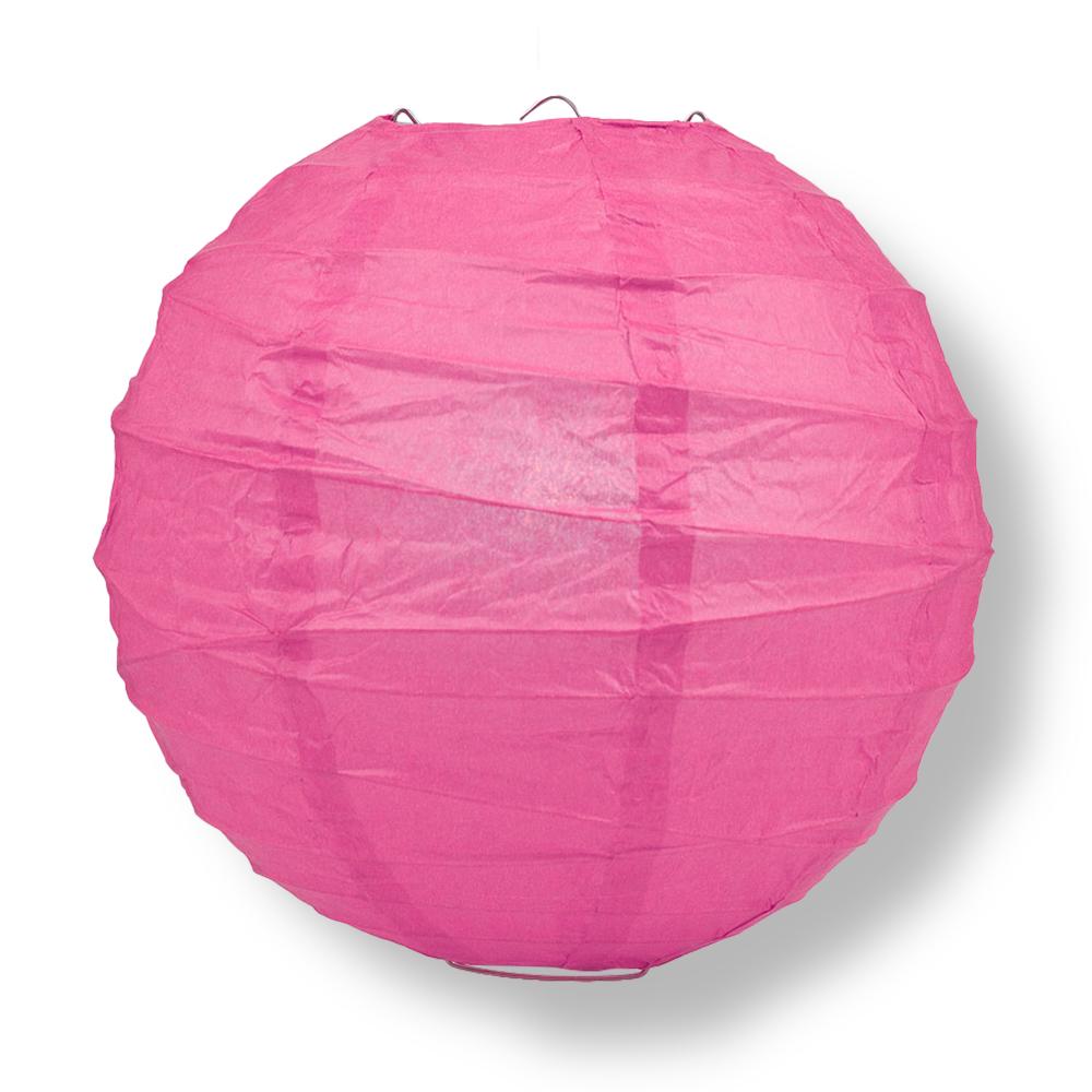 8" Fuchsia / Hot Pink Round Paper Lantern, Crisscross Ribbing, Chinese Hanging Wedding & Party Decoration - AsianImportStore.com - B2B Wholesale Lighting and Decor