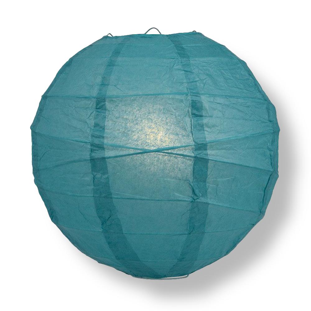 8" Tahiti Teal Round Paper Lantern, Crisscross Ribbing, Chinese Hanging Wedding & Party Decoration - AsianImportStore.com - B2B Wholesale Lighting and Decor