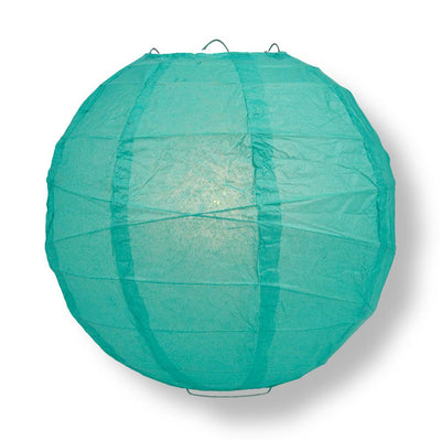 24" Teal Green Round Paper Lantern, Crisscross Ribbing, Chinese Hanging Wedding & Party Decoration - AsianImportStore.com - B2B Wholesale Lighting and Decor