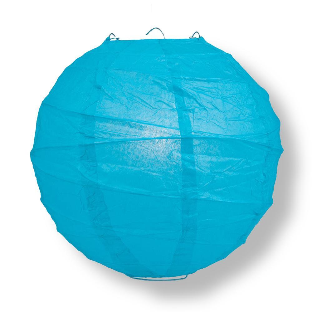 16" Turquoise Round Paper Lantern, Crisscross Ribbing, Chinese Hanging Wedding & Party Decoration - AsianImportStore.com - B2B Wholesale Lighting and Decor