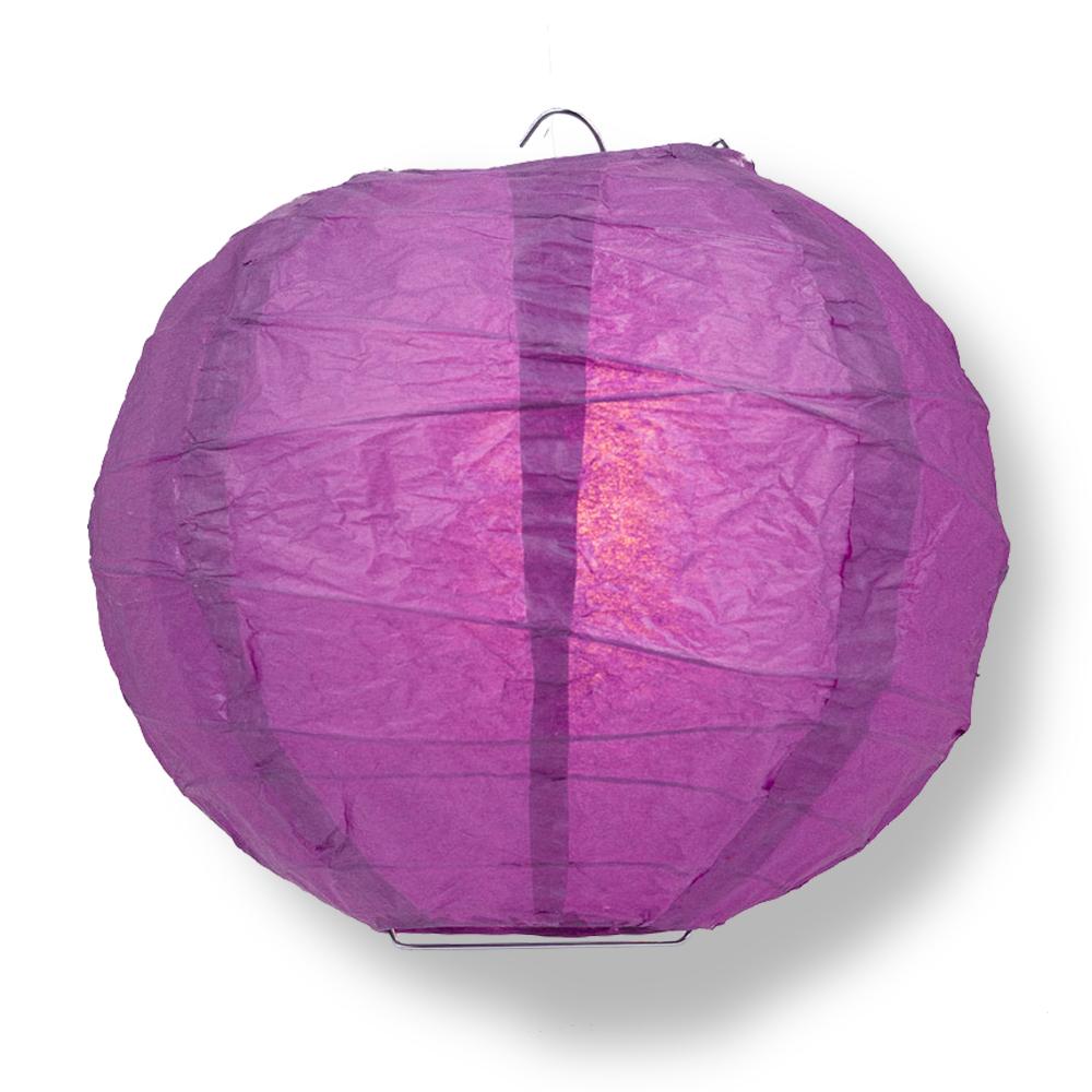 8" Violet / Orchid Round Paper Lantern, Crisscross Ribbing, Chinese Hanging Wedding & Party Decoration - AsianImportStore.com - B2B Wholesale Lighting and Decor