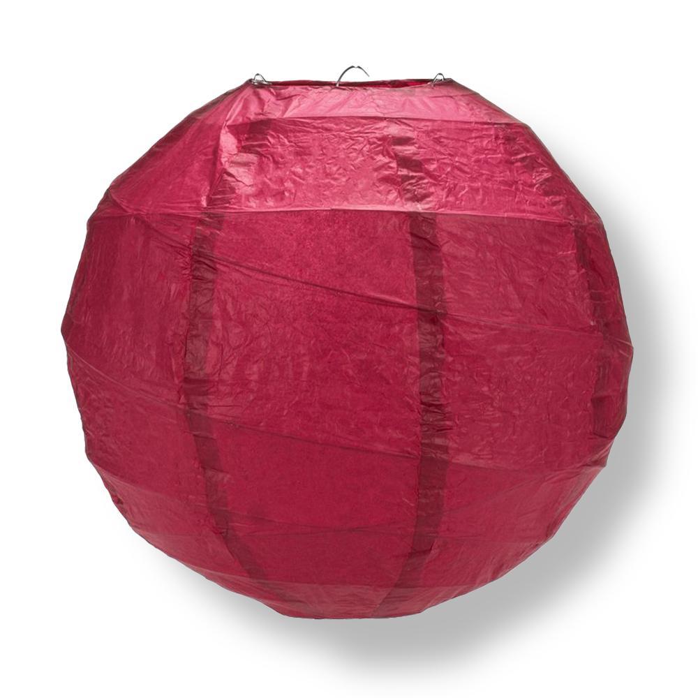 16" Velvet Red Round Paper Lantern, Crisscross Ribbing, Hanging Decoration - AsianImportStore.com - B2B Wholesale Lighting and Decor