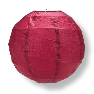 24" Velvet Red Round Paper Lantern, Crisscross Ribbing, Chinese Hanging Wedding & Party Decoration - AsianImportStore.com - B2B Wholesale Lighting and Decor