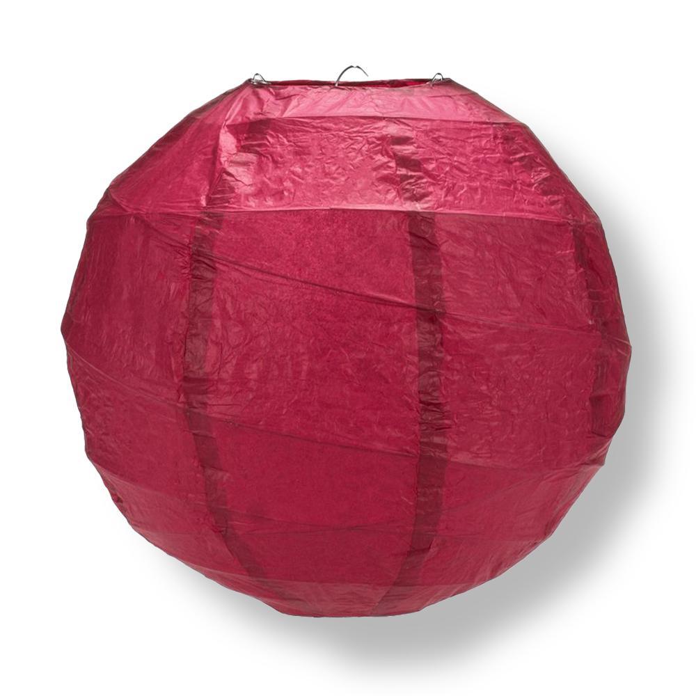 8" Velvet Red Round Paper Lantern, Crisscross Ribbing, Chinese Hanging Wedding & Party Decoration - AsianImportStore.com - B2B Wholesale Lighting and Decor