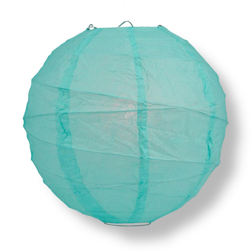 16" Water Blue Round Paper Lantern, Crisscross Ribbing, Chinese Hanging Wedding & Party Decoration - AsianImportStore.com - B2B Wholesale Lighting and Decor