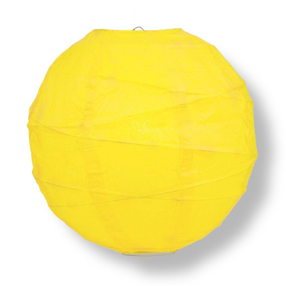 24" Yellow Round Paper Lantern, Crisscross Ribbing, Chinese Hanging Wedding & Party Decoration - AsianImportStore.com - B2B Wholesale Lighting and Decor