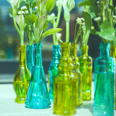 6pc Marguerite Colorful Decorative Vintage Glass Bottles and Flower Vases Wedding Table and Centerpiece Display - AsianImportStore.com - B2B Wholesale Lighting and Decor