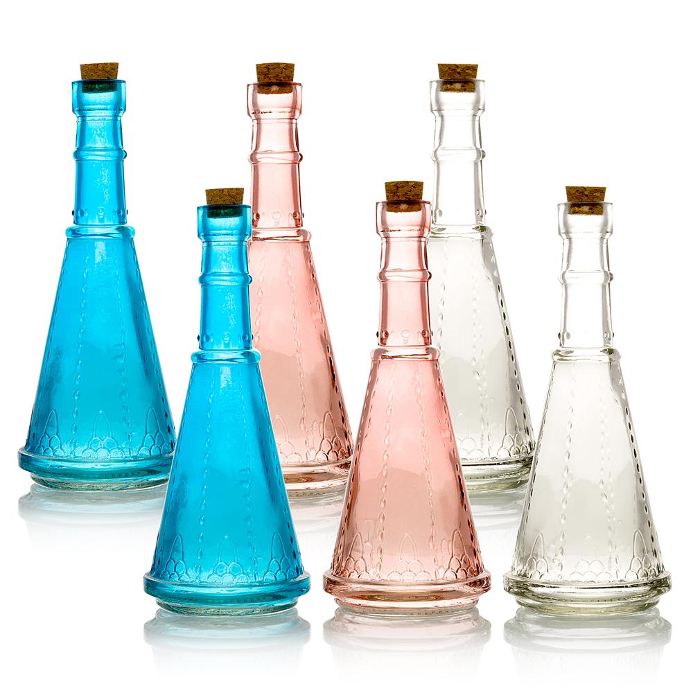 6pc Marguerite Colorful Decorative Vintage Glass Bottles and Flower Vases Wedding Table and Centerpiece Display - AsianImportStore.com - B2B Wholesale Lighting and Decor