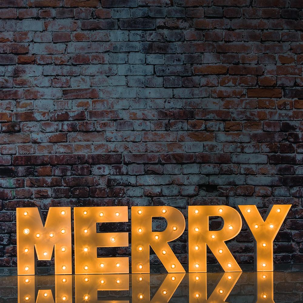 White Marquee Light 'MERRY' LED Metal Sign (8 Inch, Battery Operated w/ Timer) - AsianImportStore.com - B2B Wholesale Lighting and Decor