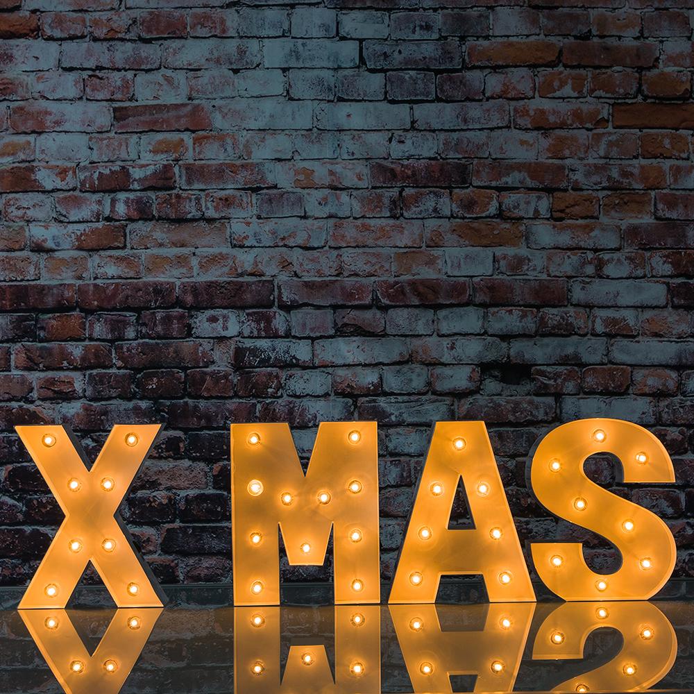 White Marquee Light 'XMAS' LED Metal Sign (8 Inch, Battery Operated w/ Timer) - AsianImportStore.com - B2B Wholesale Lighting and Decor