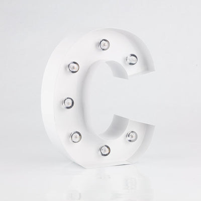 White Marquee Light Letter 'C' LED Metal Sign (8 Inch, Battery Operated w/ Timer) - AsianImportStore.com - B2B Wholesale Lighting and Decor