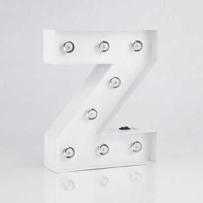 White Marquee Light Letter 'Z' LED Metal Sign (8 Inch, Battery Operated w/ Timer) - AsianImportStore.com - B2B Wholesale Lighting and Decor