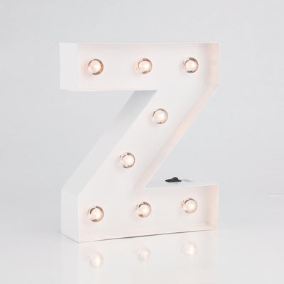 White Marquee Light Letter 'Z' LED Metal Sign (8 Inch, Battery Operated w/ Timer) - AsianImportStore.com - B2B Wholesale Lighting and Decor