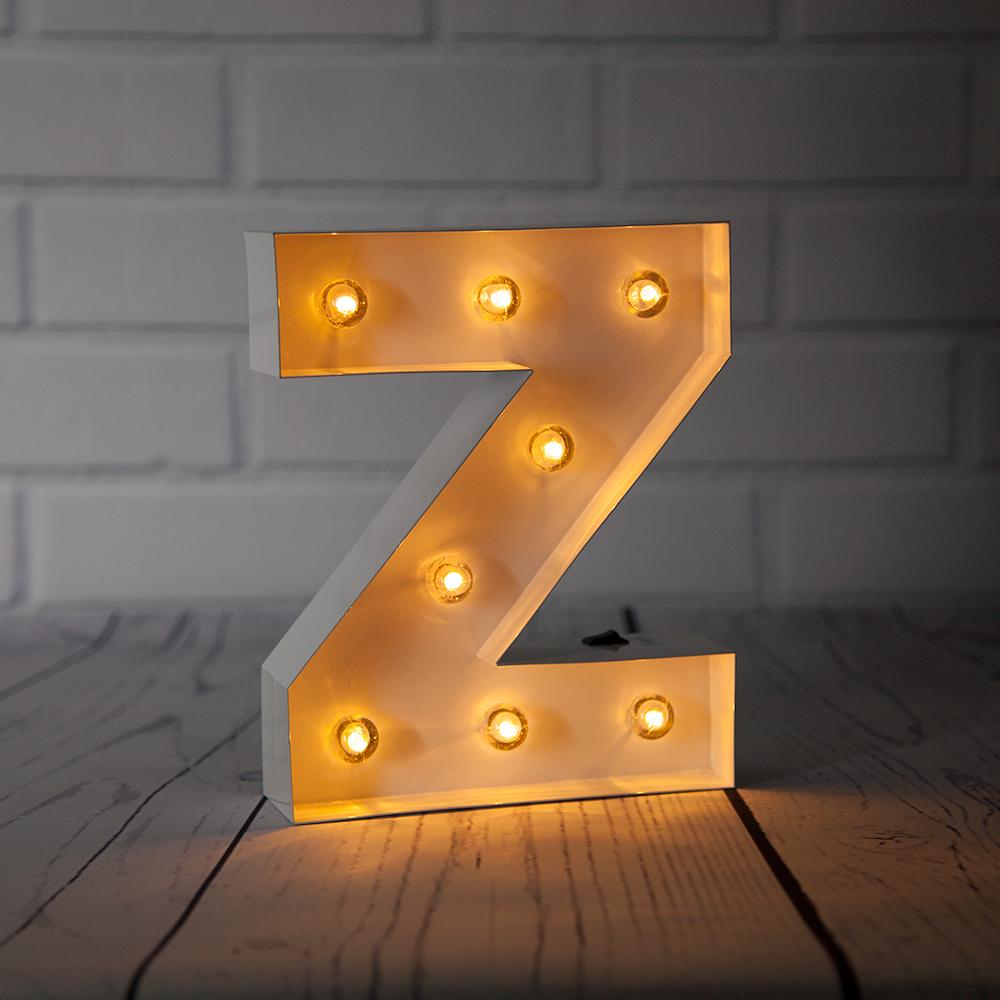  White Marquee Light Letter 'Z' LED Metal Sign (8 Inch, Battery Operated w/ Timer) - AsianImportStore.com - B2B Wholesale Lighting and Decor