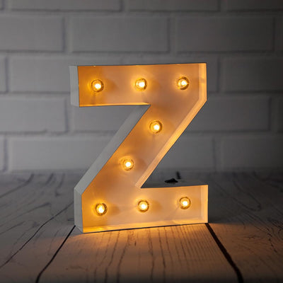White Marquee Light Letter 'Z' LED Metal Sign (8 Inch, Battery Operated w/ Timer) - AsianImportStore.com - B2B Wholesale Lighting and Decor