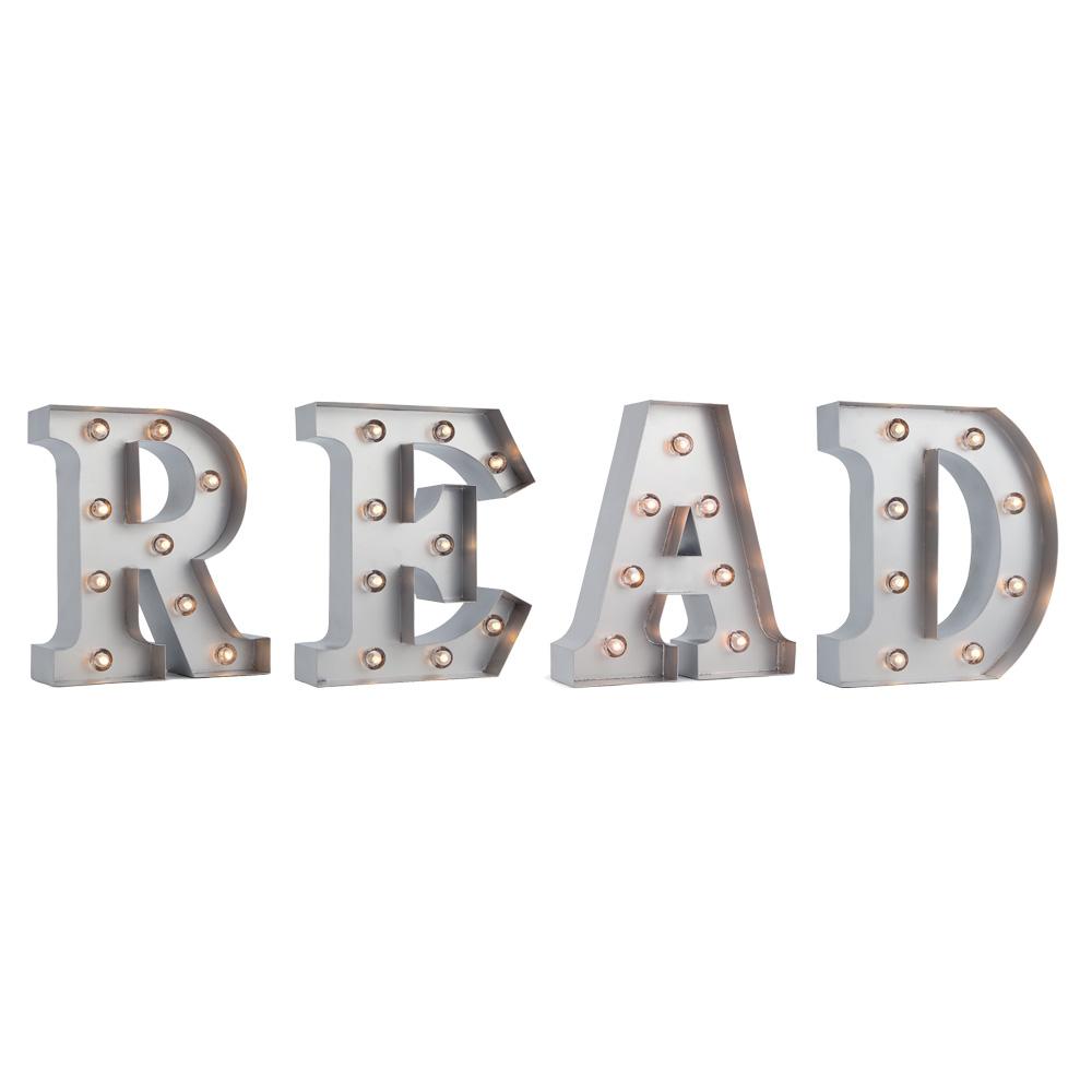  Silver Marquee Light 'Read' LED Metal Sign (8 Inch, Battery Operated w/ Timer) - AsianImportStore.com - B2B Wholesale Lighting and Decor