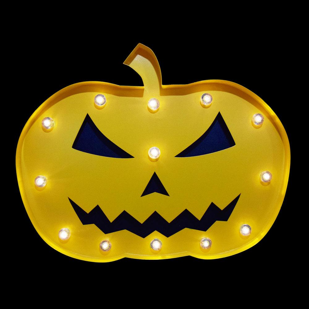 Halloween Marquee Light Jack-O-Lantern 1 LED Metal Sign (Battery Operated) - AsianImportStore.com - B2B Wholesale Lighting and Decor