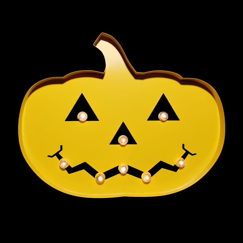 Halloween Marquee Light Jack-O-Lantern 2 LED Metal Sign (Battery Operated) - AsianImportStore.com - B2B Wholesale Lighting and Decor