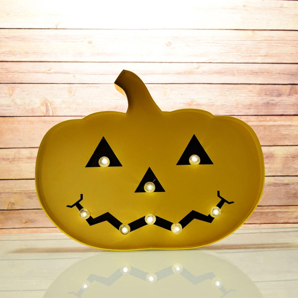 Halloween Marquee Light Jack-O-Lantern 2 LED Metal Sign (Battery Operated) - AsianImportStore.com - B2B Wholesale Lighting and Decor